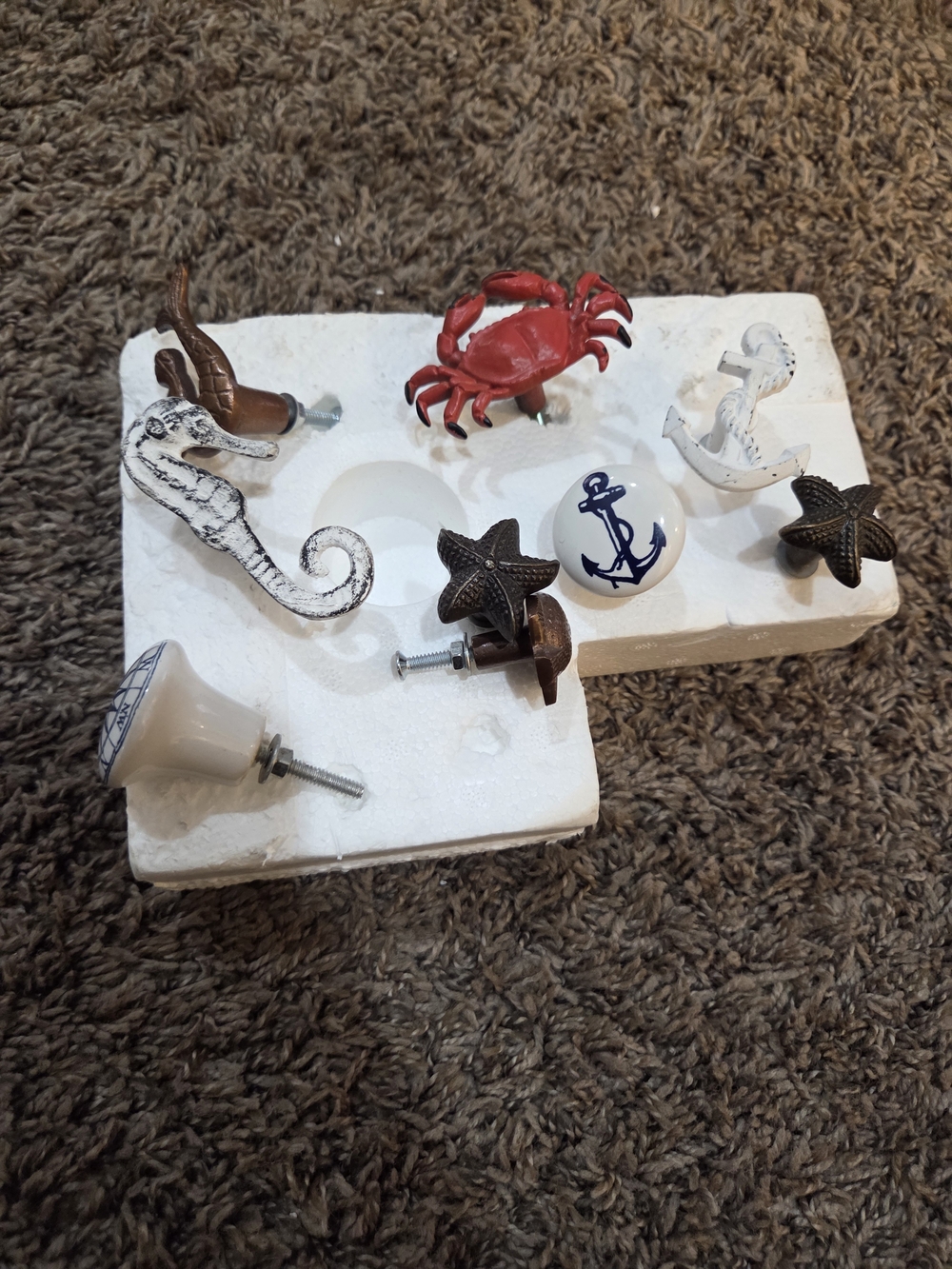 Nautical Decorative Drawer Knob Set in Red, White, Brown, and Blue